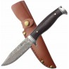 Couteau Elk Ridge Lame Damas Manche Bois Garde et Pommeau Acier Etui Cuir ERFIX117DM - Livraison Gratuite