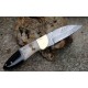 Beau Couteau Damas Lame Sheepfoot 128 Couches Manche Bélier & Résine Fab Artisanale Linerlock - Livraison Gratuite