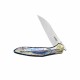 Couteau Kubey Barracuda Flamme Lame Acier M390 Manche Titane Linerlock KIVT Clip KUB299E - Livraison Gratuite