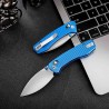 Couteau TRIVISA Koala-L Blue Lame Drop Point Acier N690 Manche Aluminium KIVT Crossbar Lock TVJM02LMN - Livraison Gratuite