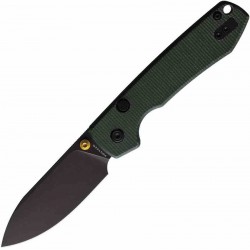 Couteau VOSTEED Raccoon Green Lame Acier 14C28N Black Manche Micarta Button Lock VOSA2901 - Livraison Gratuite