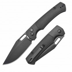 Couteau ArtisanCutlery Revel Black Lame Acier AR-RPM9 Manche FRN Button Lock KIVT ATZ1867PBBK - Livraison Gratuite