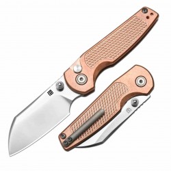 Couteau ArtisanCutlery Cleo Copper Lame Acier CPM-S90V Manche Cuivre Button Lock Clip Titane ATZ1871GCO - Livraison Gratuite
