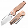 Couteau ArtisanCutlery Cleo Copper Lame Acier CPM-S90V Manche Cuivre Button Lock Clip Titane ATZ1871GCO - Livraison Gratuite