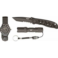 Coffret UZI Special Forces Lampe Couteau Pliant Tanto Montre Defender avec Boussole UZISFS1 - Livraison Gratuite