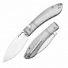 Couteau CJRB Sasaya Titane Lame Acier S35VN Manche Gris Button Lock KIVT J1959GGY - Livraison Gratuite