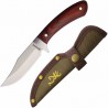 Couteau de Chasse Browning Lame Clip Point Acier Inox Manche Bois Etui Nylon BR0575B - Livraison Gratuite