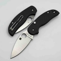 Couteau Spyderco Sage 6 Button Compression Manche FCarbone/G10 Lame Acier CPM-S30V Clip SC123CFBCLP - Livraison Gratuite