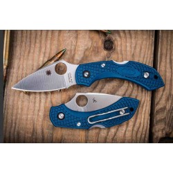Couteau Spyderco Dragonfly 2 Cobalt Manche FRN Bleu Lame Acier CPM SPY27 Lockback Made Japan SC28PCBL2 - Livraison Gratuite