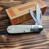 Couteau Rough Rider Barlow - Clip Point & Pen Acier 440A - Manche Os Blanc - Slip Joint RR198 - Livraison Gratuite