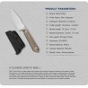 Couteau Kizer Mini Harpoon Manche Micarta Brown Lame Harpon Acier AEB-L Etui Kydex KI1040S7 - Livraison Gratuite