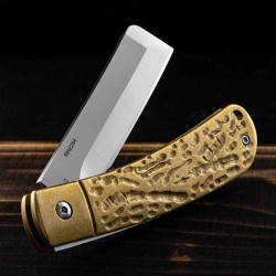 Couteau Rough Ryder Apta Modern Slip Joint Plier Lame Cleaver Acier VG-10 Manche Laiton RR2284 - Livraison Gratuite