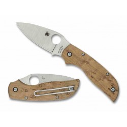 Couteau Spyderco Chaparral Slipjoint Lame Acier CTS-XHP Manche Bois d'Érable Clip SC152NLWDP - Livraison Gratuite