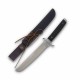 Couteau Komoran Warlord Lame Tanto Acier Inox Manche Bois d'Ébène Etui Cuir/Kydex KO049 Livraison Gratuite