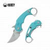 Couteau Kubey Jaw Pikal Karambit Lame Recurve Acier 14C28N Manche G-10 Tiffany blue Linerlock Clip KUB440B - Livraison Gratuite