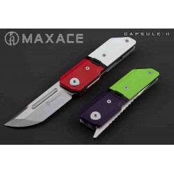 Couteau Maxace Capsule II Lame Tanto Acier 10Cr15CoMov Manche G-10 Rouge/Blanc Linerlock MAXMM272A Livraison Gratuite