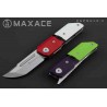 Couteau Maxace Capsule II Lame Tanto Acier 10Cr15CoMov Manche G-10 Rouge/Blanc Linerlock MAXMM272A Livraison Gratuite