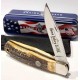 Couteau Queen Cutlery Lame Clip Point Acier Carbone 1095 Manche Bois Cerf Backlock USA QGSH106 - Livraison Gratuite