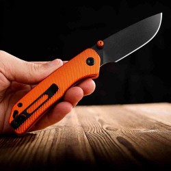 Couteau Vosteed Marten Orange Lame Drop Point Acier 154CM Manche Aluminium Orange Top Liner Lock VOSA1606 -Livraison Gratuite