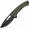 Couteau SENCUT Squiggy Green Lame Drop Point Acier 9Cr18MoV Manche G10 KIVT Button Lock S24082A2 - Livraison Gratuite