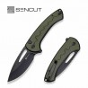 Couteau SENCUT Squiggy Green Lame Drop Point Acier 9Cr18MoV Manche G10 KIVT Button Lock S24082A2 - Livraison Gratuite