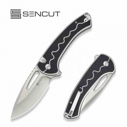 Couteau SENCUT Squiggy White Lame Drop Point Acier 9Cr18MoV Manche G10 KIVT Button Lock S24082A1 - Livraison Gratuite