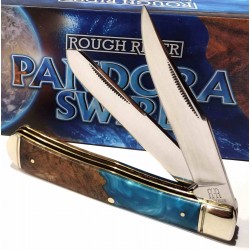 Couteau Rough Rider Pandora Swirl Trapper Lames Clip Point Spey Acier 440 Manche Bois et Résine RR2656 - Livraison Gratuite