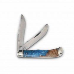 Couteau Rough Rider Jumbo Trapper Pandora Swirl Lames Acier 440 Manche Résine & Bois Slip Joint RR2651 - Livraison Gratuite