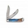 Couteau Rough Rider Jumbo Trapper Pandora Swirl Lames Acier 440 Manche Résine & Bois Slip Joint RR2651 - Livraison Gratuite