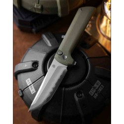 Couteau North Mountain Blade Lame TANTO Acier SLD-Magic San Mai Manche G10 Green Button Lock NMB2406G - Livraison Gratuite