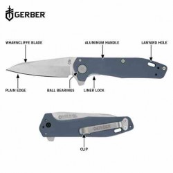 Couteau Gerber Fastball Lame Wharncliffe Acier CPM-MagnaCut Manche Aluminium Bleu Liner Lock USA G1075374 - Livraison Gratuite