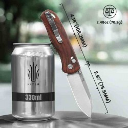 Couteau Kizer Drop Bear Clutch Lock Lame Acier Nitro-V Manche Bois Mkuluti Clip KIV3619A6 - Livraison Gratuite
