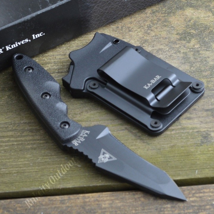 Couteau Tactical Ka-Bar TDI Hinderer Hellfire Acier Carbone 1095 Manche Zytel Etui Nylon Made In USA KA2486 - Livraison Gratuite
