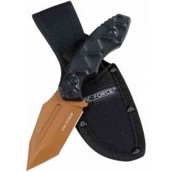 Couteau Tactique Tac Force Lame Fixe Tanto Acier 3Cr13MoV Bronze Manche Nylon Noir Étui Nylon TFFIX121BNZ - Livraison Gratuite