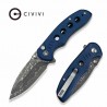 Couteau CIVIVI Triptych Damas Lame Acier Damas Manche Micarta Bleu Button Lock Clip KIVT C23085BDS1 - Livraison Gratuite
