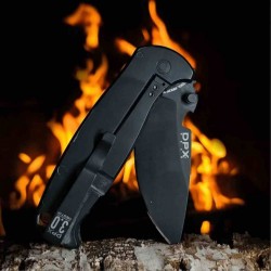 Couteau DPx Gear HEST/F 3.0 Triple Black Acier Sleipner Manche G10 Noir Titane Frame Lock Italy DPXHSF305 - Livraison Gratuite