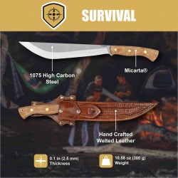 Machette Condor Hmong Lame Acier Carbone 1075 Manche Micarta Etui Cuir Made Salvador CTK3982115HC - Livraison Gratuite