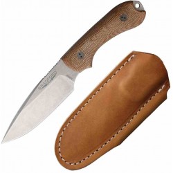 Couteau Bradford Knives Guardian 3 Lame Acier Bohler N690 Manche Micarta Natural Etui Cuir USA BRAD3FE104 - Livraison Gratuite