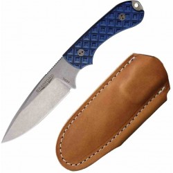 Couteau Bradford Knives Guardian 3.2 Lame Acier AEB-L Manche G10 Black/Blue Etui CUir USA BRAD32FE013A - Livraison Gratuite