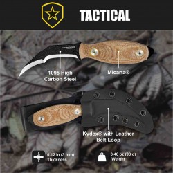 Couteau Condor Zompopo Hawkbill Lame Acier 1095 Carbone Manche Micarta Etui Kydex Salvador CTK133730HC - Livraison Gratuite