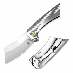 Couteau Pliant Kizer Dawn Silver Sheepsfoot Lame Acier CPM S35VN Manche Titane Frame Lock KI3673A2 - Livraison Gratuite