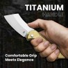 Couteau Kizer Dawn Gold Sheepsfoot Lame Acier CPM S35VN Manche Titane Frame Lock KI3673A1 - Livraison Gratuite