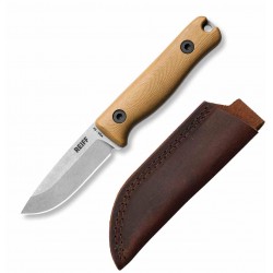 Couteau Reiff Knives F3 Drop Point Lame Acier CPM MagnaCut Manche G10 Tan Etui Cuir USA REKF3D11CTBL Livraison Gratuite