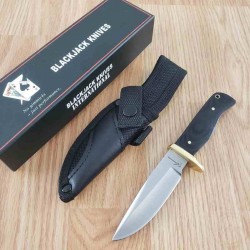 Couteau Blackjack International Small Hunter Lame Acier Inoxydable Manche Micarta Noir Etui Nylon BJ067 - Livraison Gratuite
