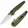 Couteau HIGHTRON Birdidi Lame Acier D2 Manche Aluminium Vert Button Lock HK06GRNS - Livraison Gratuite