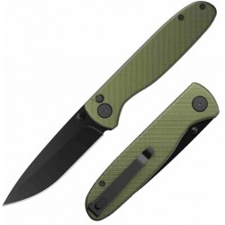 Couteau Outdoor Edge Dirk Green Lame Acier 8Cr13MoV Manche Aluminium Button Lock Clip OEDK1C - Livraison Gratuite