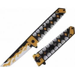 Lot De 3 Couteau ElitEdge O/A Lame Tanto Acier 420C Manche Nylon Liner Lock Clip EE10A102YW - Livraison Gratuite