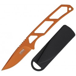 Couteau Ultra-Léger SPIKA PackLite Lame Acier 440 Orange Manche Acier Etui Plastique SPIKPLFB010 - Livraison Gratuite