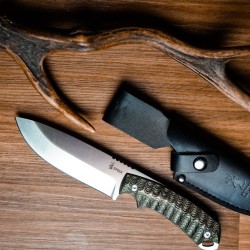 Couteau Bushcraft SPIKA Bushmaster Dogtooth Lame Acier D2 Manche Pakkawood Etui Cuir SPIKBUFB100 - Livraison Gratuite