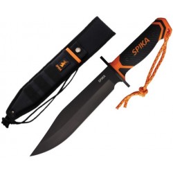 Couteau Bowie SPIKA Command Lame Acier 420 Noire Manche Orange/Noir Etui Nylon SPIKCMBW01B - Livraison Gratuite